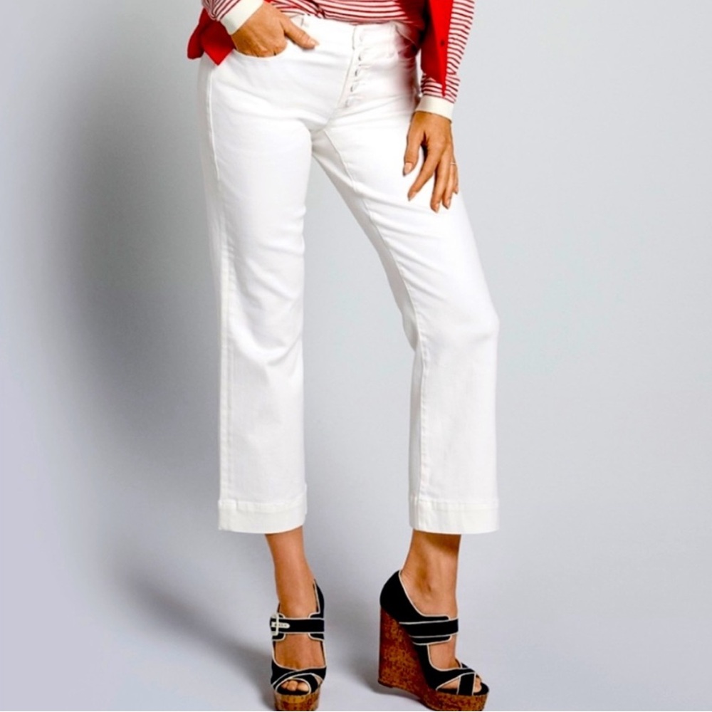 NEW Cabi 6494 White Denim Palm Beach Crop Jeans Size 2